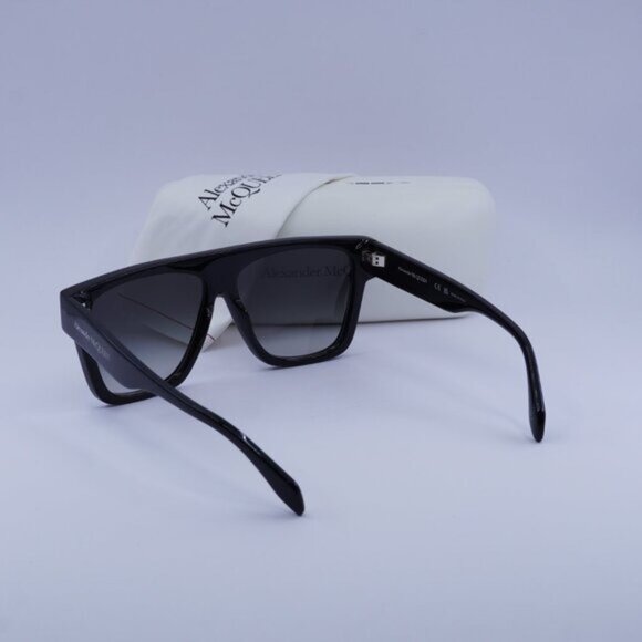 Alexander McQueen AM0302S 001 Square Sunglasses – Black/Grey - Picture 7 of 11